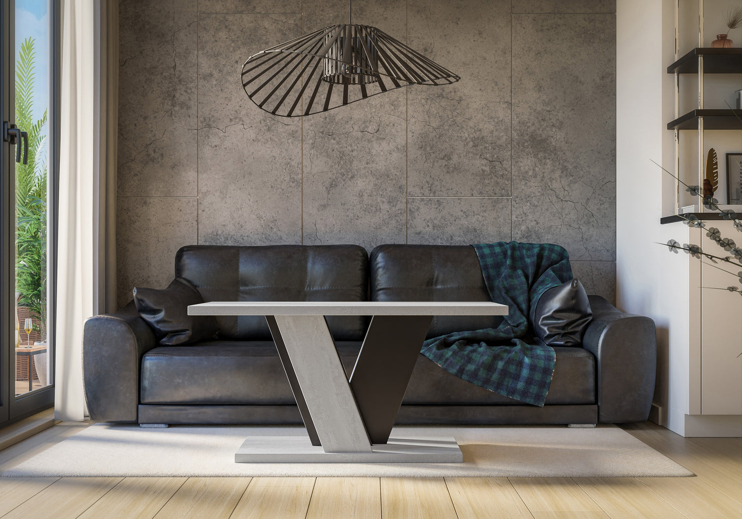 COFFEE TABLE VINEY STONE GREY / BLACKCoffee Table Viney Stone / Black The COFFEE TABLE VINEY brings a distinct and contemporary look to any space. Its unconventional design adds a fresh and airy feel to your home decor. Perfect for the dining room, kitche