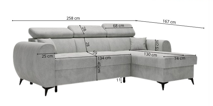 UNIVERSAL CORNER MONTE 258CM / SPRINGS + FOAM - Anna Furniture