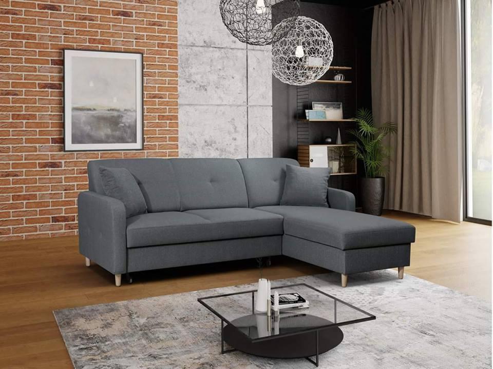 CORNER SOFA BED MILLI HUGO 94 GREY 220cm / SPRINGS + FOAMMADE IN HUGO FABRIC CLICK HEREWavy springs ✔ Easy to turn it into bed ✔ Storage space✔ Wooden legs ✔ Dimensions: W: 220cm D:165cm, H of seat 42cmAnna Furniture
