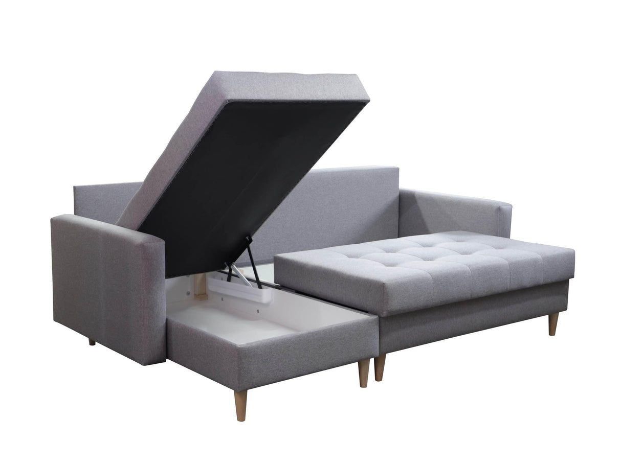 CORNER SOFA BED BRIAN 222CM + STORAGE PUFF / OTTOMAN MALMO 90 UNIVERSAL RIGHT/LEFT CORNERTHIS MODEL IS UNIVERSAL WHICH MEANS YOU CAN CHOOSE CORNER SIDE DURING ASSEMBLYMADE IN MALMO FABRIC CLICK HERE3x PILLOWS INCLUDED2X STORAGE SPACE IN CORNER SOFA1X STOR