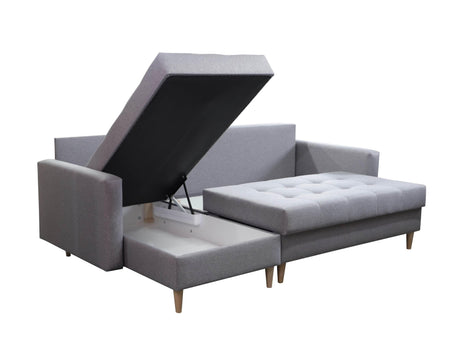 CORNER SOFA BED BRIAN 222CM + STORAGE PUFF / OTTOMAN MALMO 90 UNIVERSAL RIGHT/LEFT CORNERTHIS MODEL IS UNIVERSAL WHICH MEANS YOU CAN CHOOSE CORNER SIDE DURING ASSEMBLYMADE IN MALMO FABRIC CLICK HERE3x PILLOWS INCLUDED2X STORAGE SPACE IN CORNER SOFA1X STOR