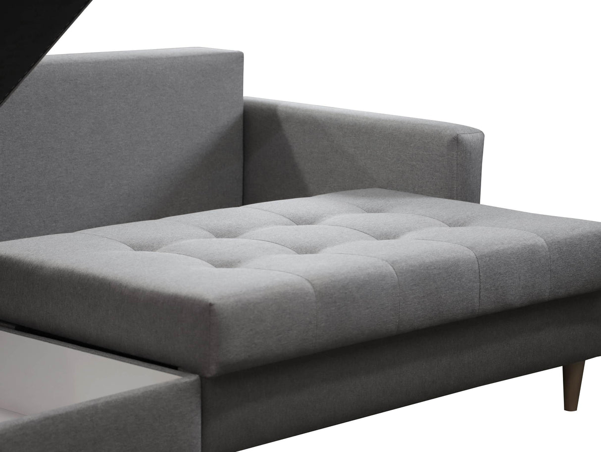 CORNER SOFA BED BRIAN 222CM + STORAGE PUFF / OTTOMAN MALMO 90 UNIVERSAL RIGHT/LEFT CORNERTHIS MODEL IS UNIVERSAL WHICH MEANS YOU CAN CHOOSE CORNER SIDE DURING ASSEMBLYMADE IN MALMO FABRIC CLICK HERE3x PILLOWS INCLUDED2X STORAGE SPACE IN CORNER SOFA1X STOR