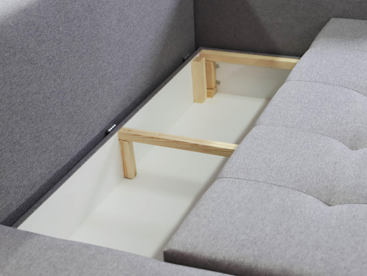 CORNER SOFA BED BRIAN 222CM + STORAGE PUFF / OTTOMAN MALMO 90 UNIVERSAL RIGHT/LEFT CORNERTHIS MODEL IS UNIVERSAL WHICH MEANS YOU CAN CHOOSE CORNER SIDE DURING ASSEMBLYMADE IN MALMO FABRIC CLICK HERE3x PILLOWS INCLUDED2X STORAGE SPACE IN CORNER SOFA1X STOR