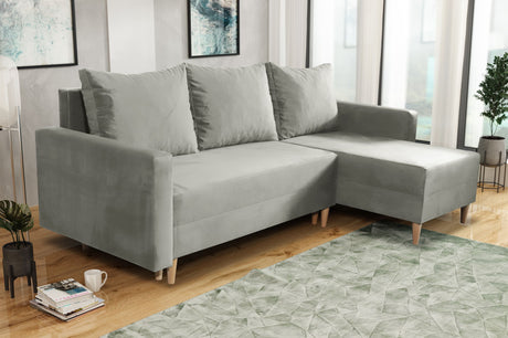 NEW! CORNER SOFA BED SNUGGY 222CM CHOICE OF 41 COLORS UNIVERSAL CORNER RIGHT/LEFT / FOAMTHIS MODEL IS UNIVERSAL WHICH MEANS YOU CAN CHOOSE CORNER SIDE DURING ASSEMBLY3x PILLOWS INCLUDED1X STORAGE SPACESOFT TOUCH FABRC MANILA CLICK HERE DIMENTIONS222X137.5
