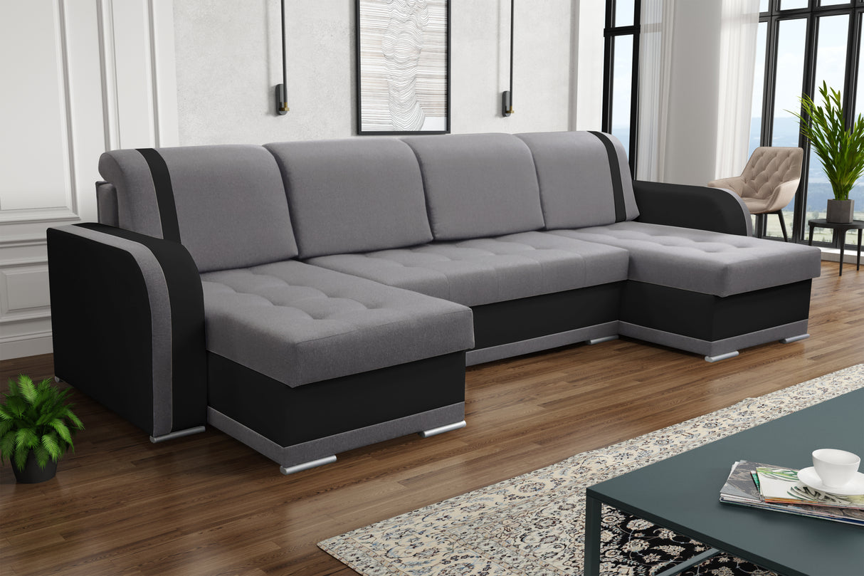CORNER SOFA BED DINA U SHAPE 308CM 3X STORAGE SPACE CHOICE OF COLOR / BONELL SPRINGS + FOAM3X STORAGE SPACEBONELL SPRINGS + FOAMFABRIC INARI + FAUX LEATHERSIZEWIDTH 308CMDEEPTH 140CMHEIGHT 90CMSLEEPING AREA 270X140CMPACKED WEIGHT/DIMENTIONS 1/4 42kg 43x13