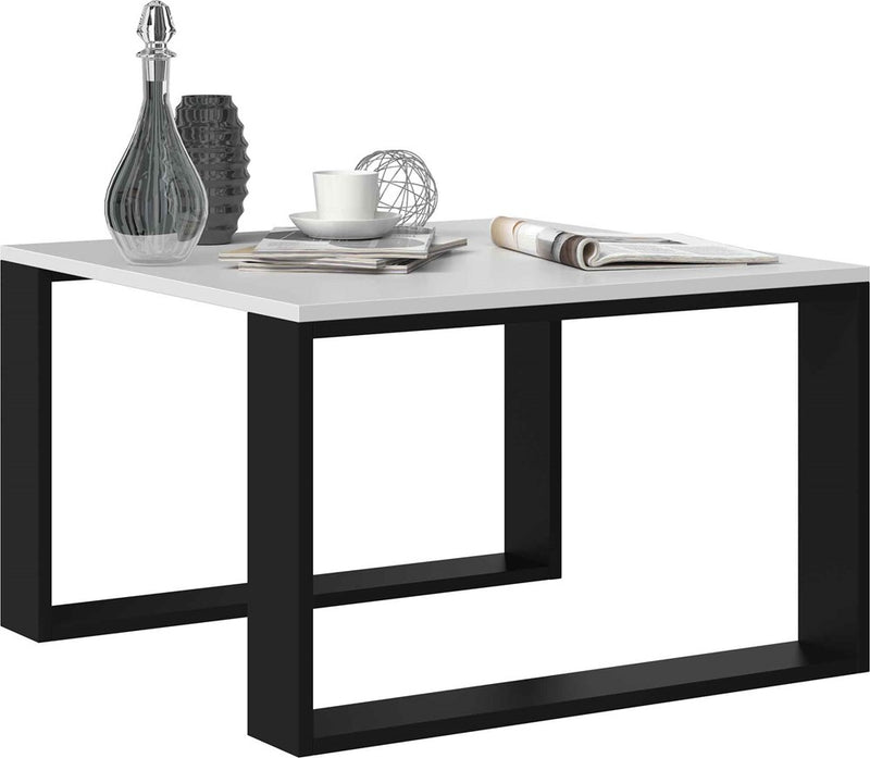 COFFEE TABLE LIVING ROOM LOFT MODERN MINI WHITE BLACK 67x67cm - Anna Furniture