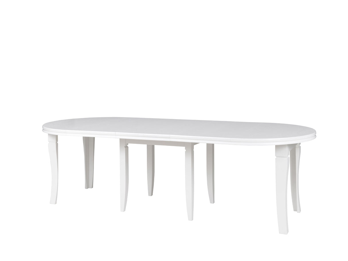 BOSS DINING SET WITH 4 CHAIRS EXTANDABLE TABLETable (natural veneer)Dimensions: ⌀ 110cmheight: 77cmWhen unfolded: 260 x 110 (3 inserts 50 cm each)Chair with a knocker- height: 96cm- width: 55cm- depth: 44cm- seat height: 48 cmAnna Furniture