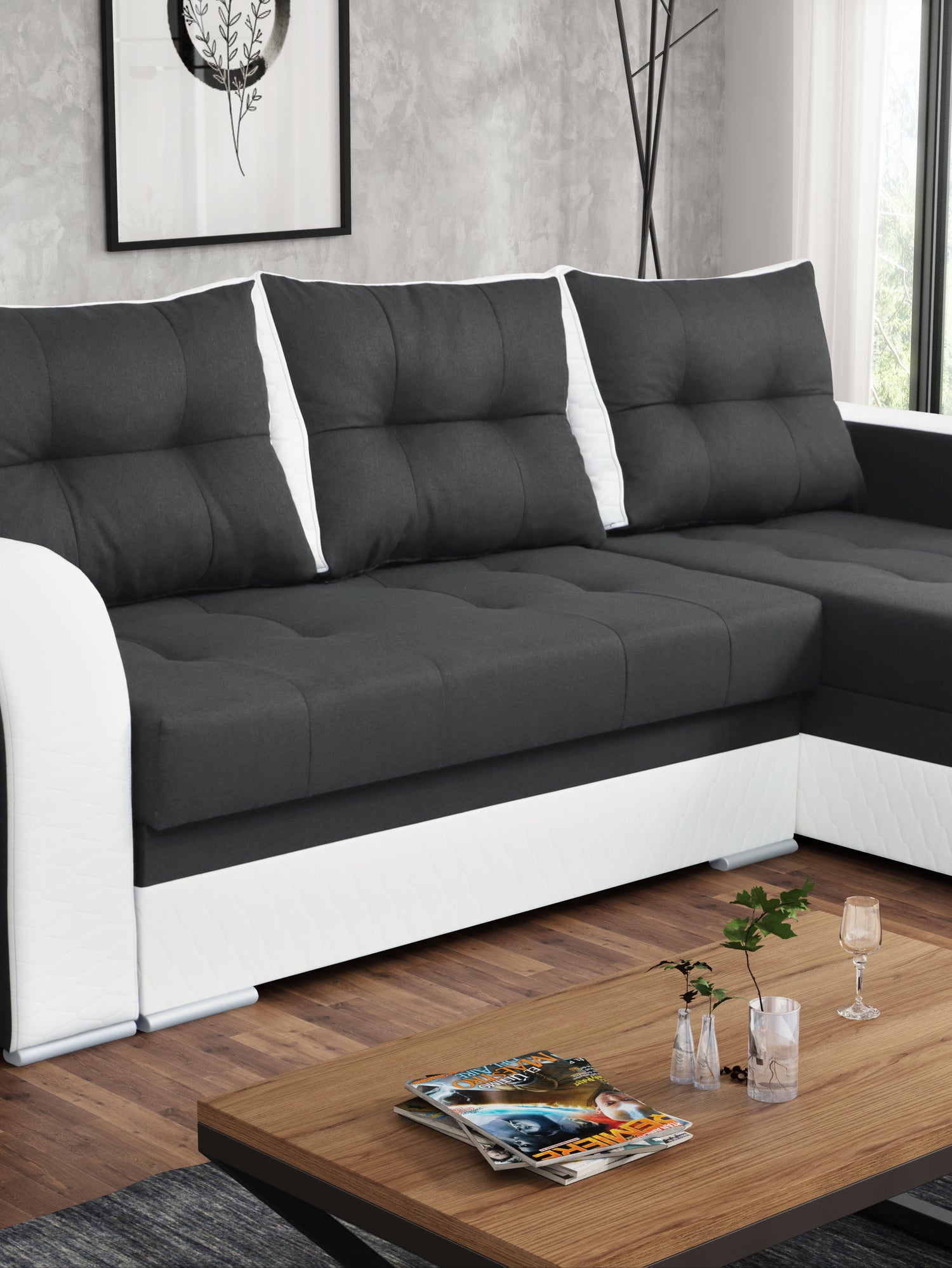 CORNER SOFA BED SAM TWIST 20 / 1115 236CM 2X STORAGE SPACE universal RIGHT/LEFT CORNER / BONELL SPRINGS + FOAMTHIS MODEL IS UNIVERSAL WHICH MEANS YOU CAN CHOOSE CORNER SIDE DURING ASSEMBLY3x PILLOWS INCLUDED2X STORAGE SPACE BONELL SPRINGS + FOAM - length: