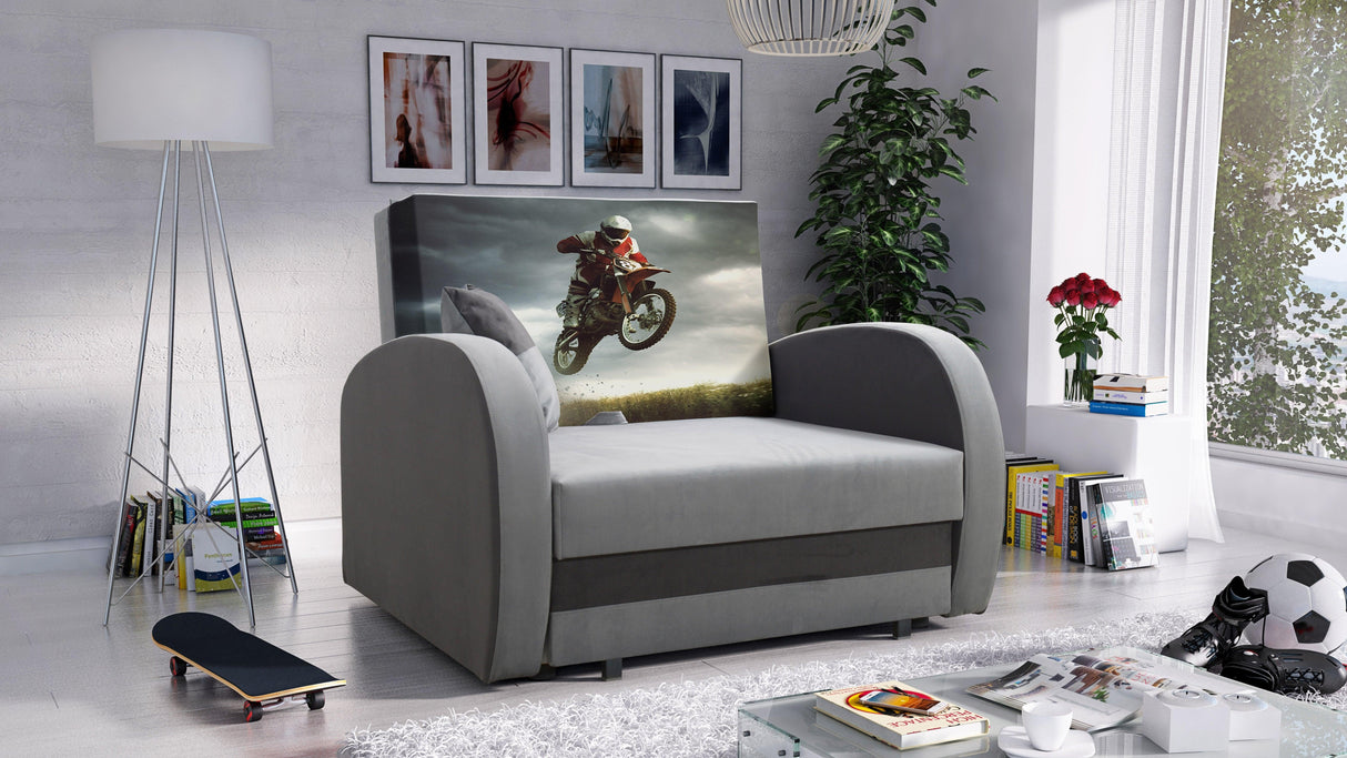 SINGLE SOFA BED TOLA 100CM *CHOICE OF COLORS* EASY CLEAN FABRIC / FOAMDimensions:- width 100 cm- height 85 cm- depth 97 cm- sleeping area 80/195 cm Made on a solid pine skeleton, the structure will allow for long-term and trouble-free use Sleeping functio