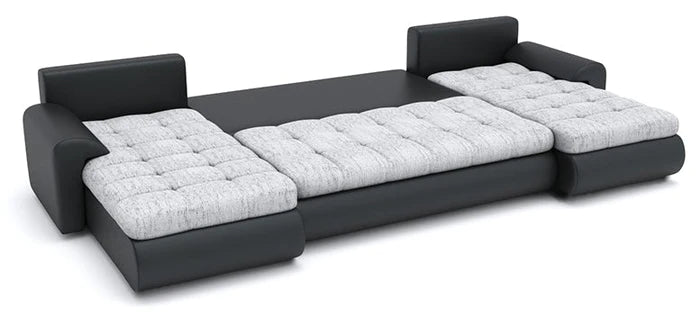 CORNER SOFA BED PRADO U SHAPE 300cm BLACK/RED LUX 23 / SOFT 10 - Anna Furniture