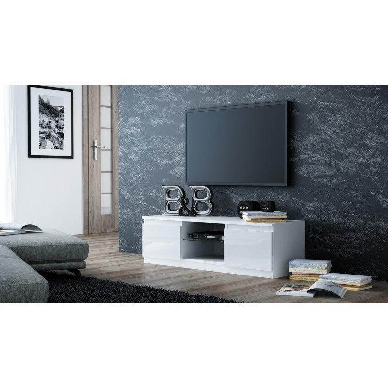 TV STAND GLASS 120CM WHITE/WHITE GLOSSLACQUERED HIGH GLOSS FRONTSGLASS SHELF,LAMINATED TABLE BODYDo you like spending time with family and friends? Or maybe you prefer to relax while watching your favorite movie, DVD concert or listening to music?Thanks t