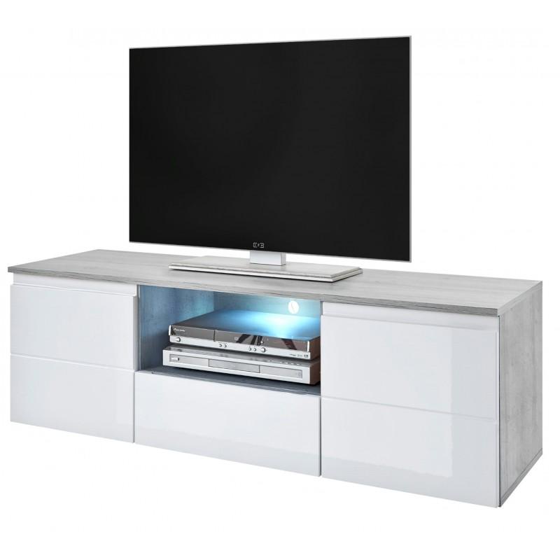 TV STAND MEZZO 160CM GREY/WHITE GLOSS FRONTSDIMENSIONS: Depth: 35 cm Width: 160 cm Height: 45 cmThe universal look will meet the expectations of all those who value a combination of simplicity and elegance Minimalist design Handle-free fronts ensure comfo