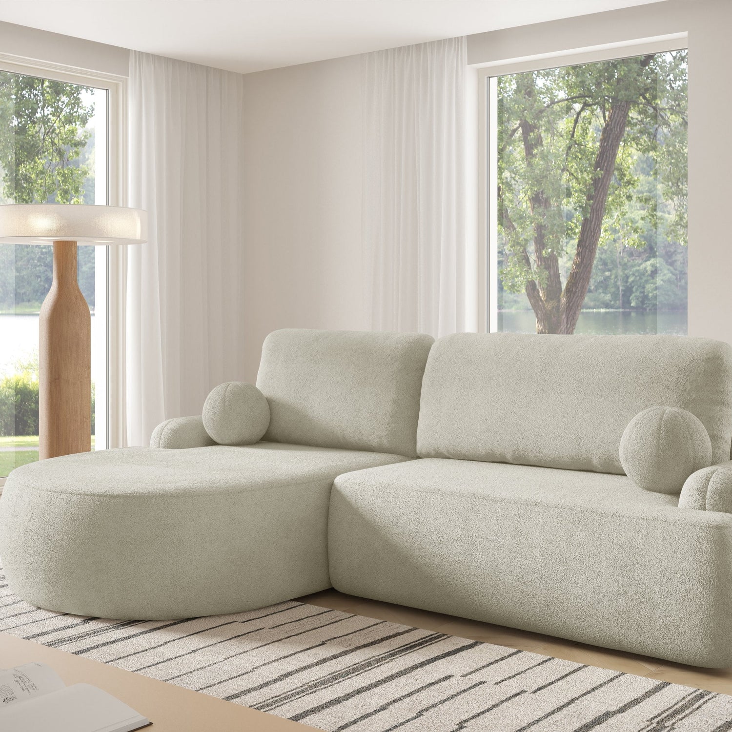 CANAPÉ-LIT D'ANGLE LUNA 264CM universel COIN DROIT/GAUCHE / TISSU EN MOUSSE ANTI-TACHE