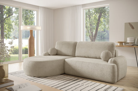 ECKSOFA BETT LUNA 264CM universal RECHTE/LINKE ECKE / SCHAUM STOFF FLECKENSCHUTZ