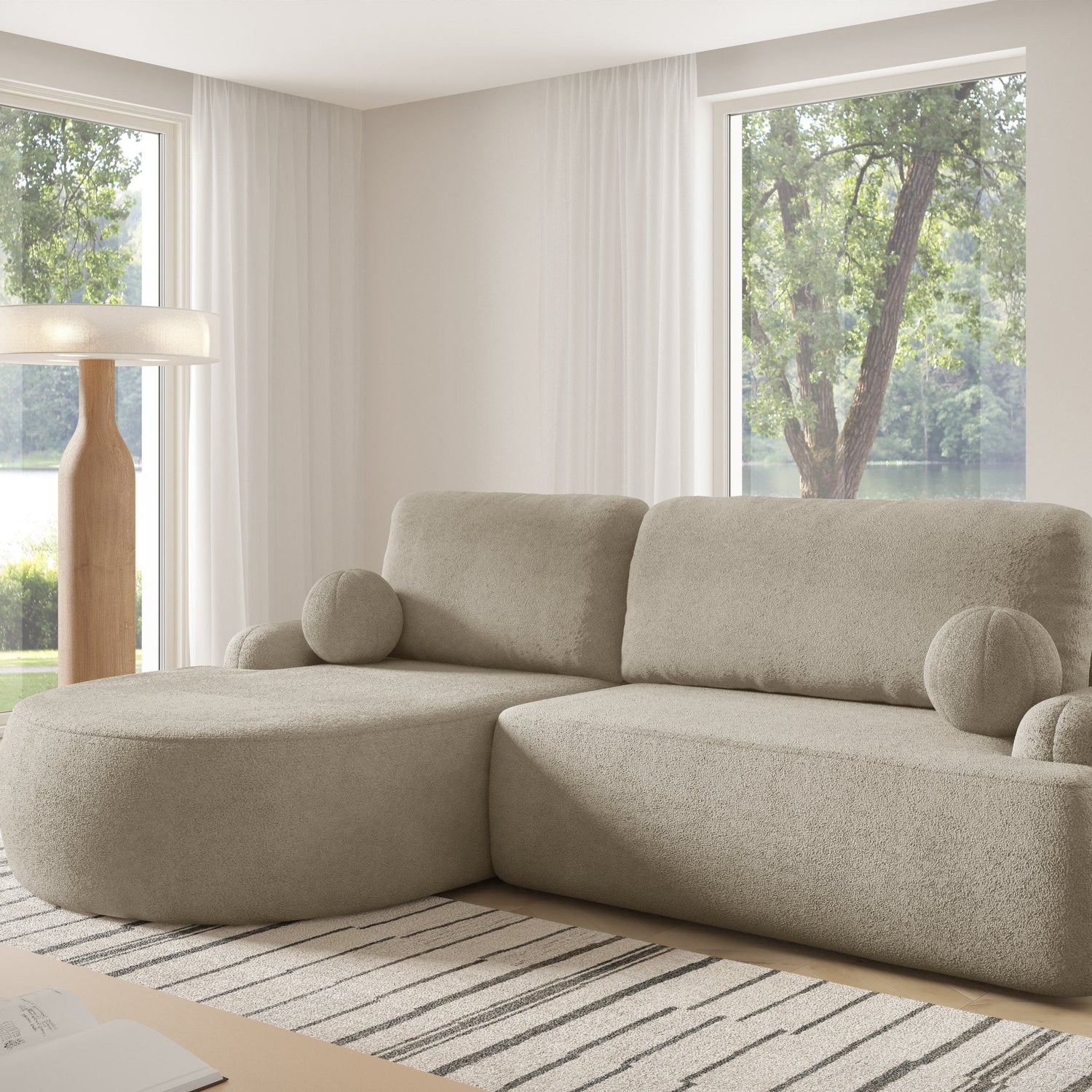 CANAPÉ-LIT D'ANGLE LUNA 264CM universel COIN DROIT/GAUCHE / TISSU EN MOUSSE ANTI-TACHE