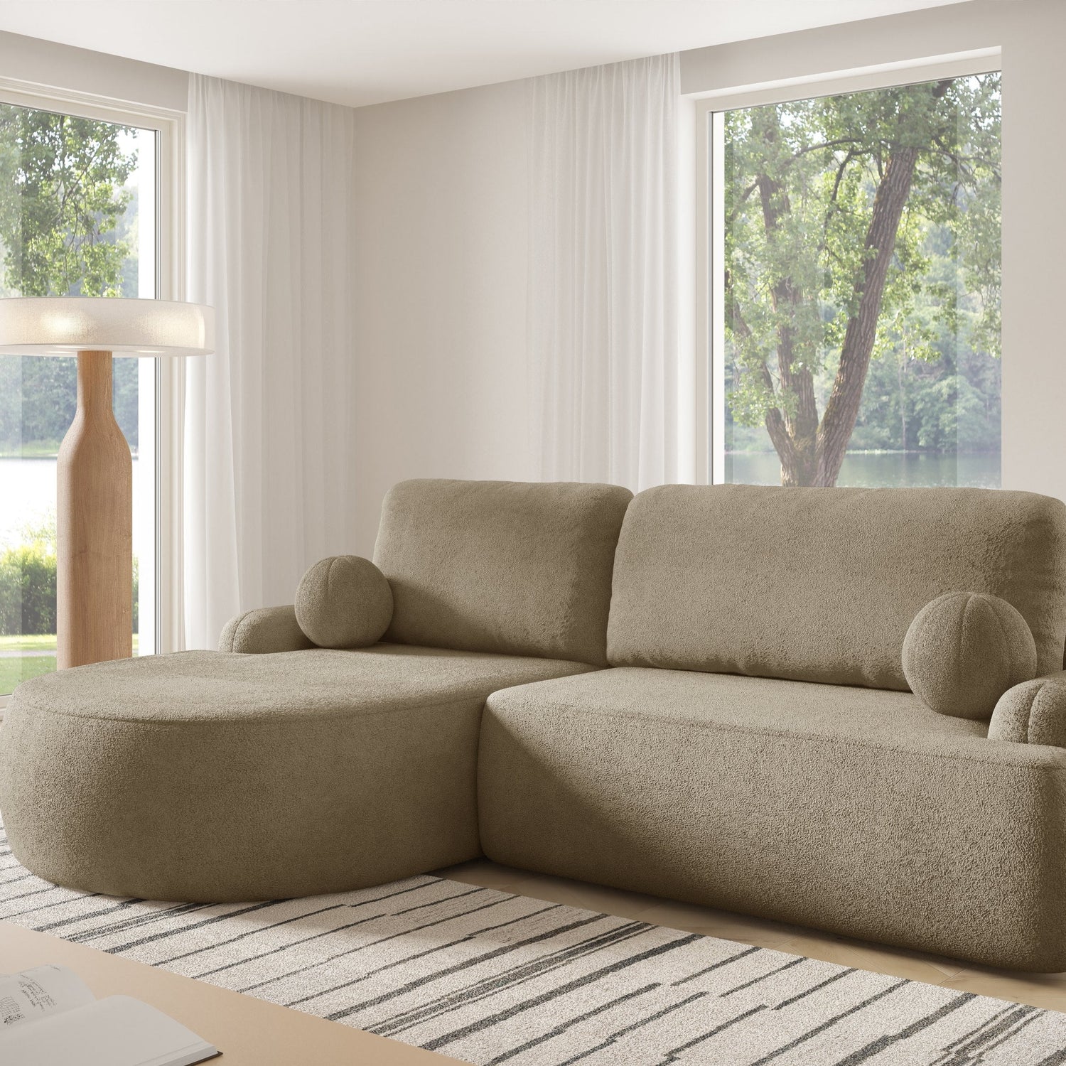 CANAPÉ-LIT D'ANGLE LUNA 264CM universel COIN DROIT/GAUCHE / TISSU EN MOUSSE ANTI-TACHE