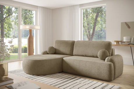 ECKSOFA BETT LUNA 264CM universal RECHTE/LINKE ECKE / SCHAUM STOFF FLECKENSCHUTZ