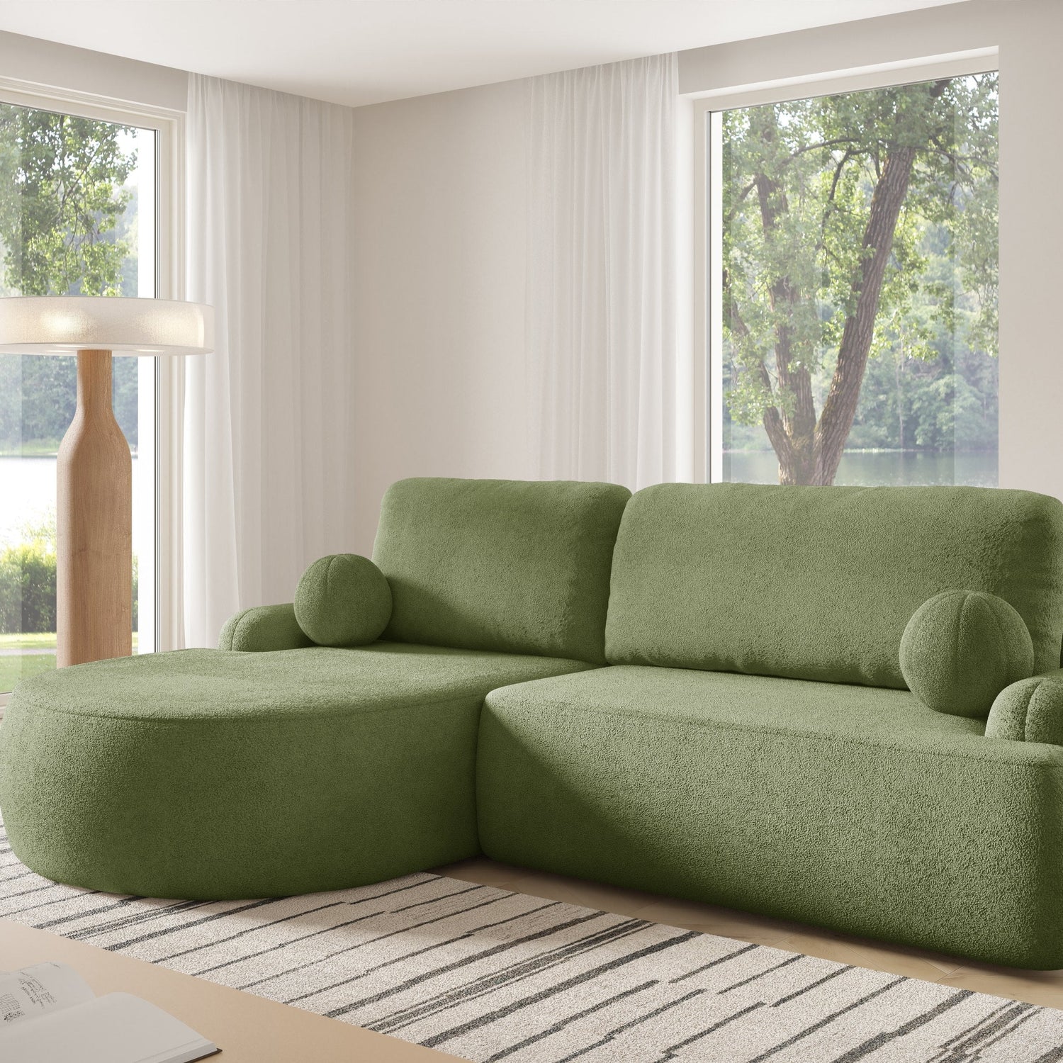 CANAPÉ-LIT D'ANGLE LUNA 264CM universel COIN DROIT/GAUCHE / TISSU EN MOUSSE ANTI-TACHE