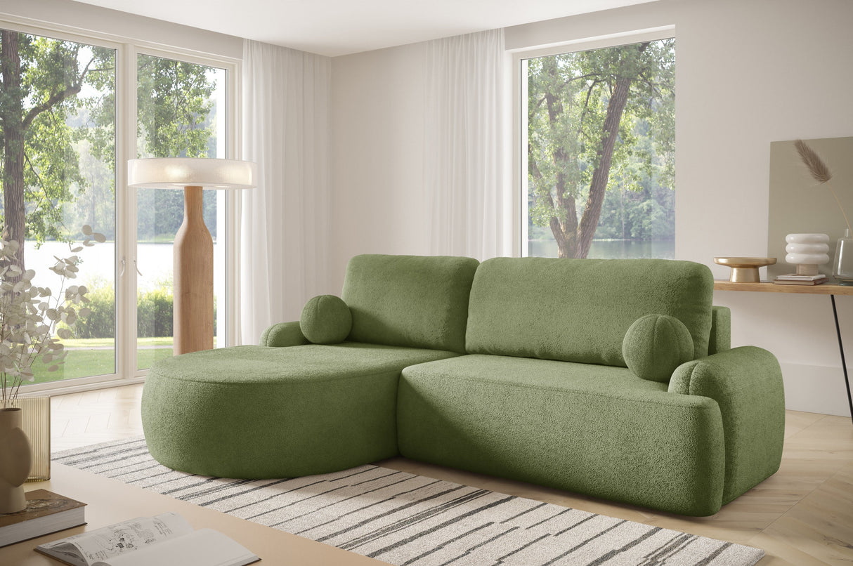 CANAPÉ-LIT D'ANGLE LUNA 264CM universel COIN DROIT/GAUCHE / TISSU EN MOUSSE ANTI-TACHE