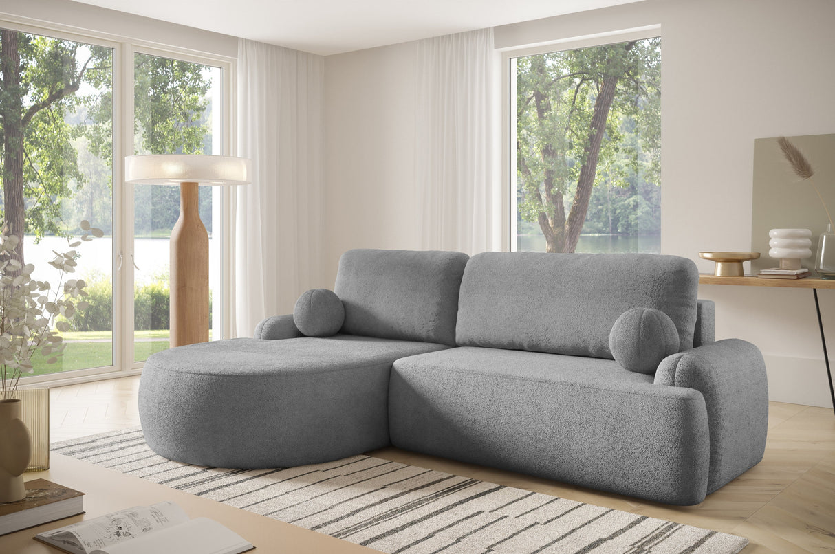 CANAPÉ-LIT D'ANGLE LUNA 264CM universel COIN DROIT/GAUCHE / TISSU EN MOUSSE ANTI-TACHE