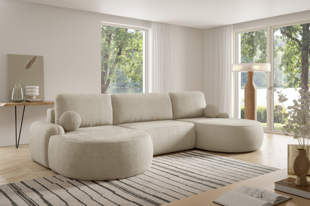 CORNER SOFA BED LUNA U 380cm universal RIGHT/LEFT CORNER / FOAM STAIN PROOF FABRIC