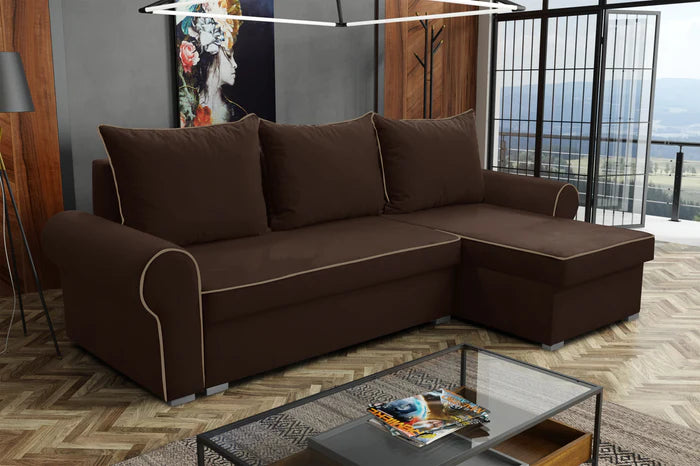 UNIVERSAL CORNER SOFA BED LORD 244cm 2X STORAGE SPACE 04+02 / FOAMTHIS MODEL IS UNIVERSAL WHICH MEANS YOU CAN CHOOSE CORNER SIDE DURING ASSEMBLY3x PILLOWS INCLUDED2X STORAGE SPACEMADE IN MANILA FABRIC CLICK HERE2X STORAGE SPACEManila are characterized by