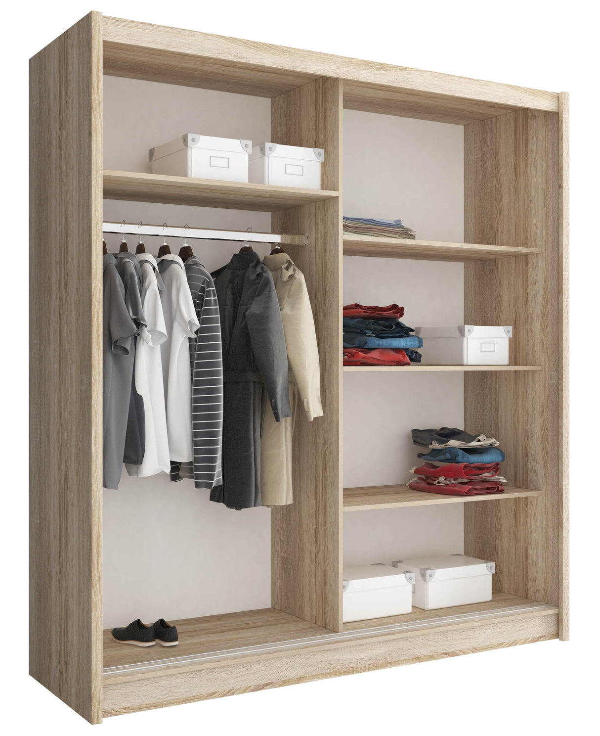 SLIDING DOOR WARDROBE MAJA I 180CM SONOMASliding wardrobes with mirror - a clever way to optically enlarge the room Maximize your space with the MAJA I 180CM SONOMA sliding door wardrobe. The mirrored panel create the illusion of more room, making it a sm