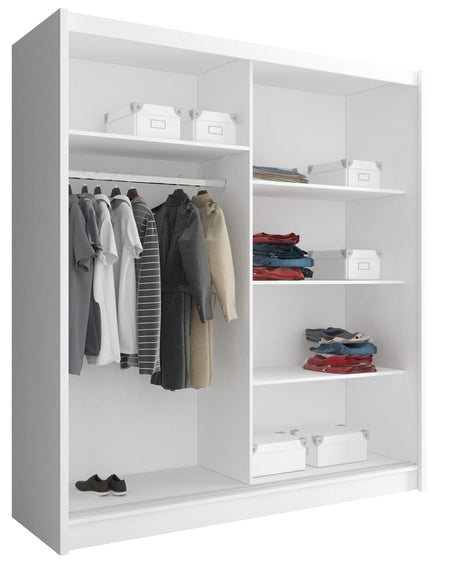 SLIDING DOOR WARDROBE MAJA I ALU 180CM WHITESliding wardrobes with mirror - a clever way to optically enlarge the room Maximize your space with the MAJA I ALU 180CM WHITE sliding door wardrobe. The mirrored panel create the illusion of more room, making i