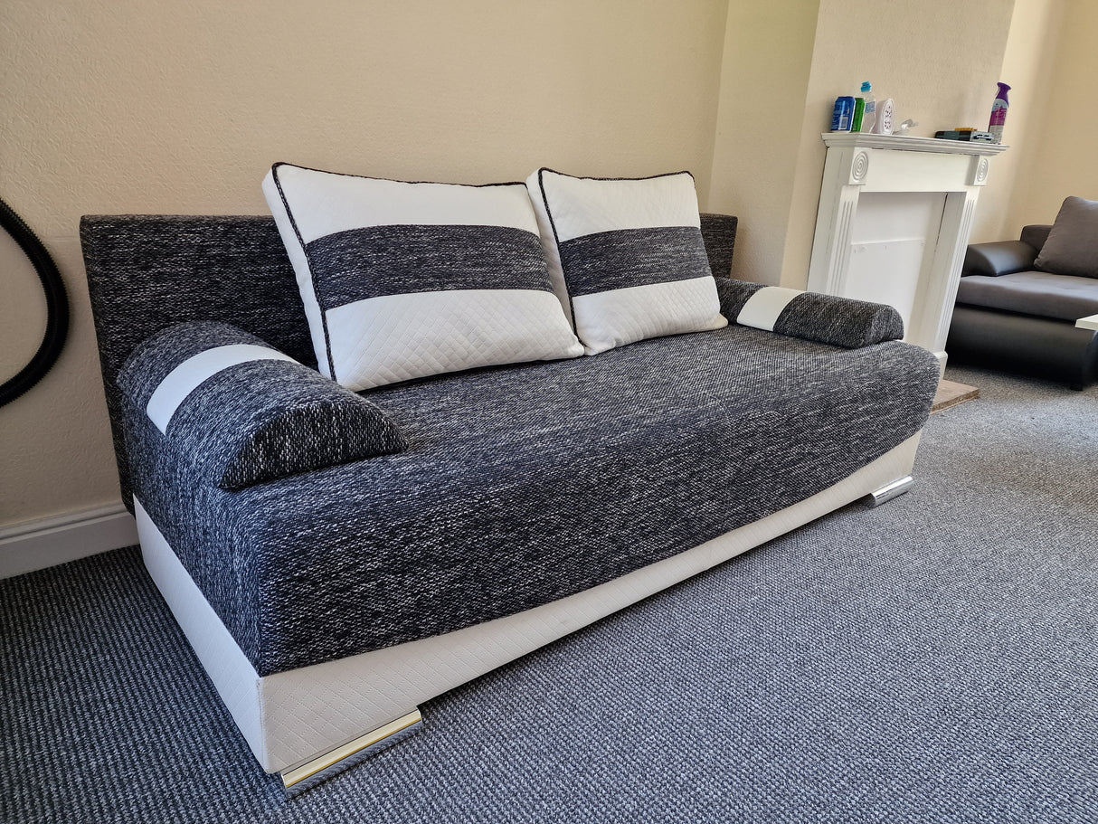 SOFA BED Smily 197CM CHOICE OF COLOR / BONELL SPRINGS + FOAMThe couch is made of high-quality materials. Its solid frame is made of solid wood and furniture board.FABIRCS:OLIMP CLICK HERE The seat and backrest are made of a first-class pin and BONEL type