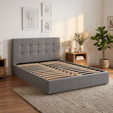 NEW!! FREE DELIVERY! Wooden slatted Bed Frame No Storage Cloud – Teddy Boucle fabric | Available in All Sizes & Any Color - Anna Furniture
