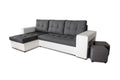 CORNER SOFA BED LEON 255CM 2X STORAGE SPACE UNIVERSAL CORNER RIGHT/LEFT CORNER / BONELL SPRINGS + FOAMFEATURES:BONELL SPRINGS + T28 FOAM 3 X LARGE BACKREST PILLOWS 2X STORAGE SPACE 2X STOOLBed-folding function DL SYSTEM (The unfolding process involves gen