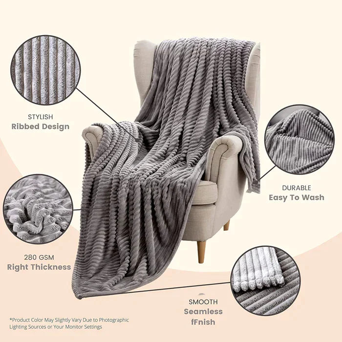 Chunky Ribbed Throw Blankets 150x200cm 100% Polyester - Cozy & Warm - Perfect Blankets for Bed, Sofa, Couch SILVEROur chunky throw blanket is big enough to hold a bed, sofa, or couch. It can also be used as a home decoration. Whether you're snuggling up o