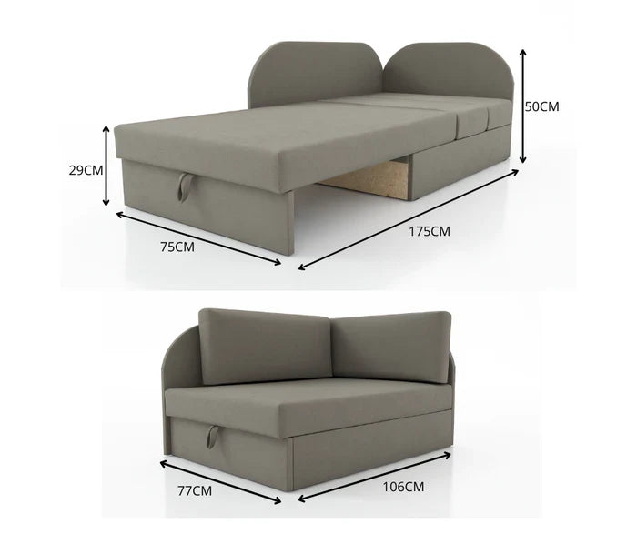 UNIVERSAL CORNER SOFA BED KUBUS CUBE GREY / TEDDY Children roomTHIS MODEL IS UNIVERSAL WHICH MEANS YOU CAN CHOOSE CORNER SIDE DURING ASSEMBLYCHILDREN CORNER SOFA BEDSOFKA NAROZNIK TAPCZANIK DZIECIECY - depth 77 cm- width 106 cm- height with bacon 50 cm- 7