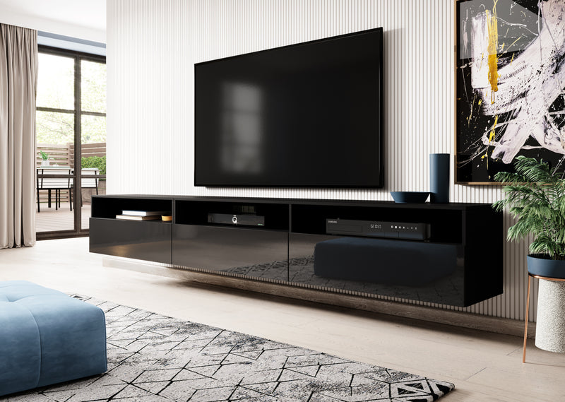 TV WALL UNIT ATHENS BLACK GLOSS/BLACK