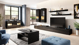 SIDEBOARD ATHENS 132CM BLACK GLOSS / BLACKThe Athens 26 sideboard cabinet has a functional, modern and brilliantly crafted design, blending in seamlessly with your contemporary home. Three drawers and two partially-glazed hinged doors allow you to store a
