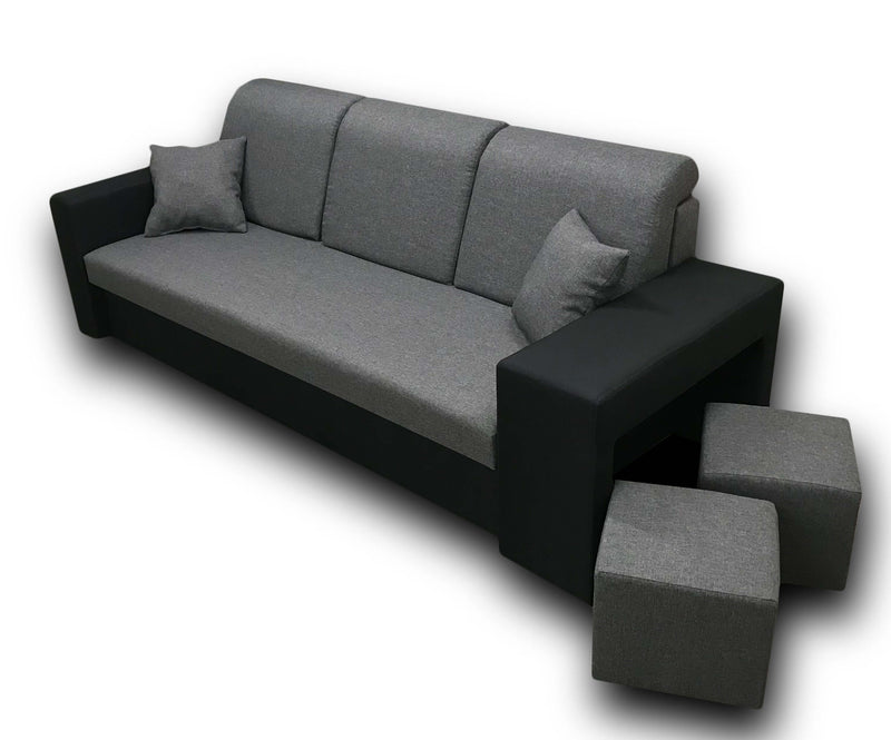 SOFA BED BALI 236CM / BONELL SPRINGS + FOAMFEATURES:BONELL SPRINGS + T28 FOAM 3 X LARGE BACKREST PILLOWS 2X SMALLER CUSHIONS 1X STORAGE SPACE 2X STOOLBed-folding function DL SYSTEM (The unfolding process involves gently lifting the seat up, extending it a