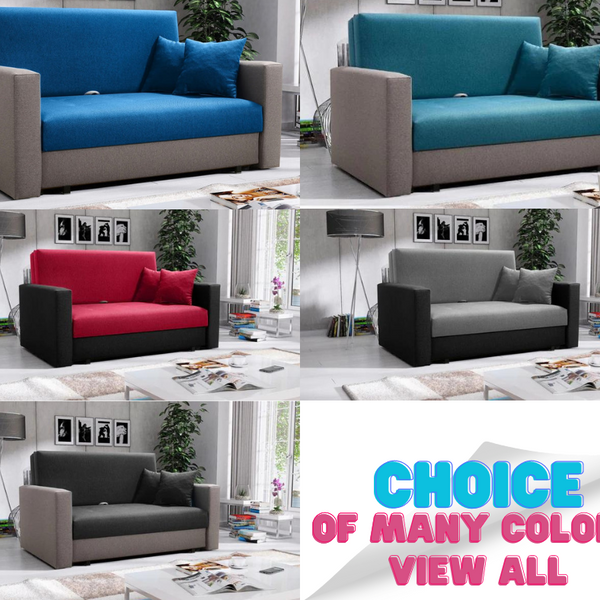 2 SEATER SOFA BED SMART II 137CM CHOICE OF COLORS SPRINGS FOAM