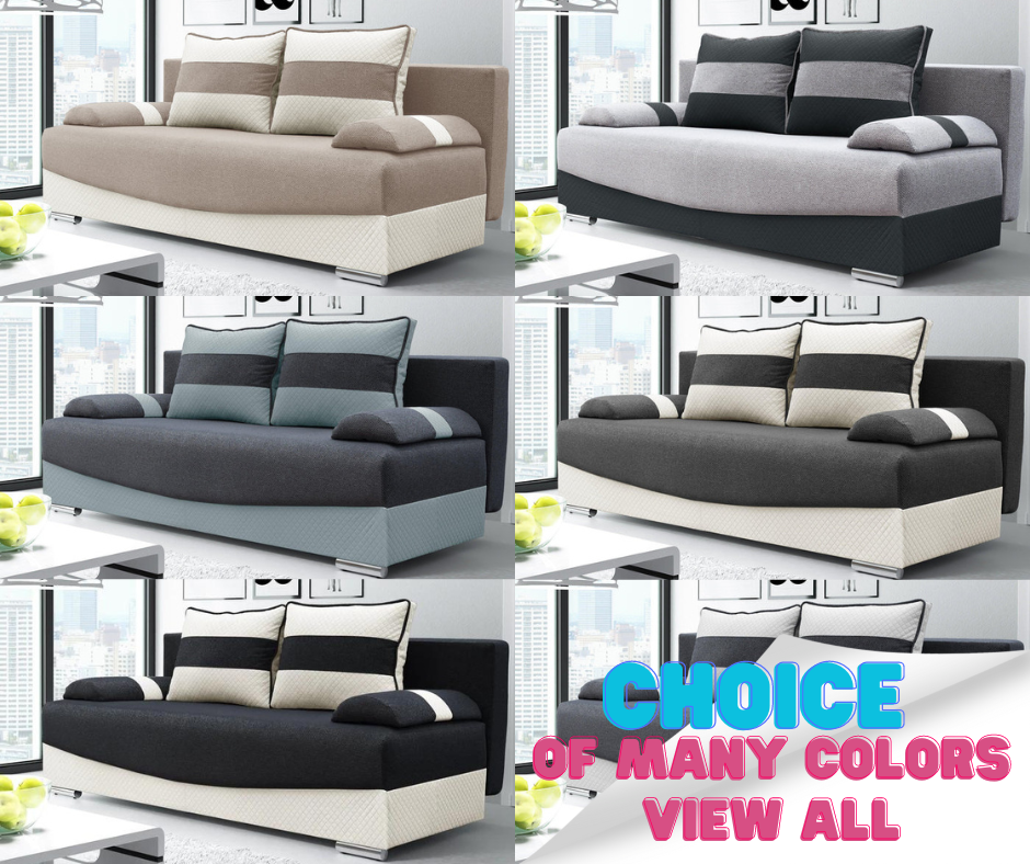 SOFA BED Smily 197CM CHOICE OF COLOR / BONELL SPRINGS + FOAMThe couch is made of high-quality materials. Its solid frame is made of solid wood and furniture board.FABIRCS:OLIMP CLICK HERE The seat and backrest are made of a first-class pin and BONEL type