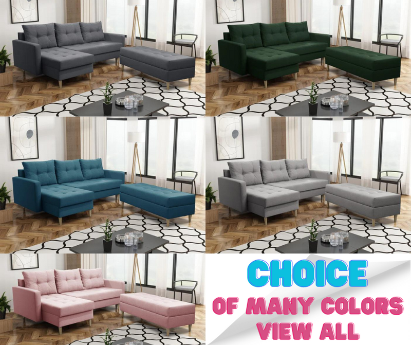 corner sofa bed brian 222cm storage puff ottoman choice of color