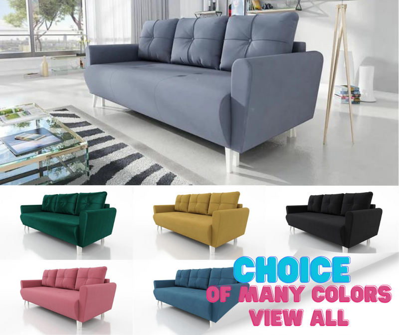 SOFA BED MONE CHOICE OF COLOR 221CM SEASY CLEAN FABRIC / BONELL SPRINGS + FOAM