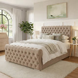 NEW!!  FREE DELIVERY! Luxury Round Chesterfield Diamond Button Tufted Velvet Ottoman Bed Frame | Available in All Sizes & Any Color - Anna Furniture