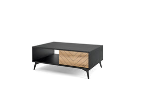 Coffee table DIAMOND 07 black / evoke oakCoffee table DIAMOND 07 (104/40/68) ColourBlack / Oak Evoke MaterialLaminated board 16mm VeneerEdging ABS Metal Legs PUSH-TO-OPENAnna Furniture