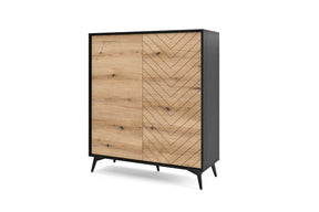 Storage cabinet DIAMOND 04 black / evoke oakStorage cabinet DIAMOND 04 (104/119/39) ColourBlack / Oak Evoke MaterialLaminated board 16mm VeneerEdging ABS Metal Legs PUSH-TO-OPENAnna Furniture