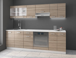 DAVE KITCHEN SET SONOMA OAK TRUFFLEThe set includes the following elements:Upper cabinets (hanging) DAVE 80 GS-60 2F | width: 80cm, depth: 31cm, height: 60cm DAVE 40 G-60 1F | width: 40cm, depth: 31cm, height: 60cm DAVE 60 OK-40 1F | width: 60cm, depth: 3