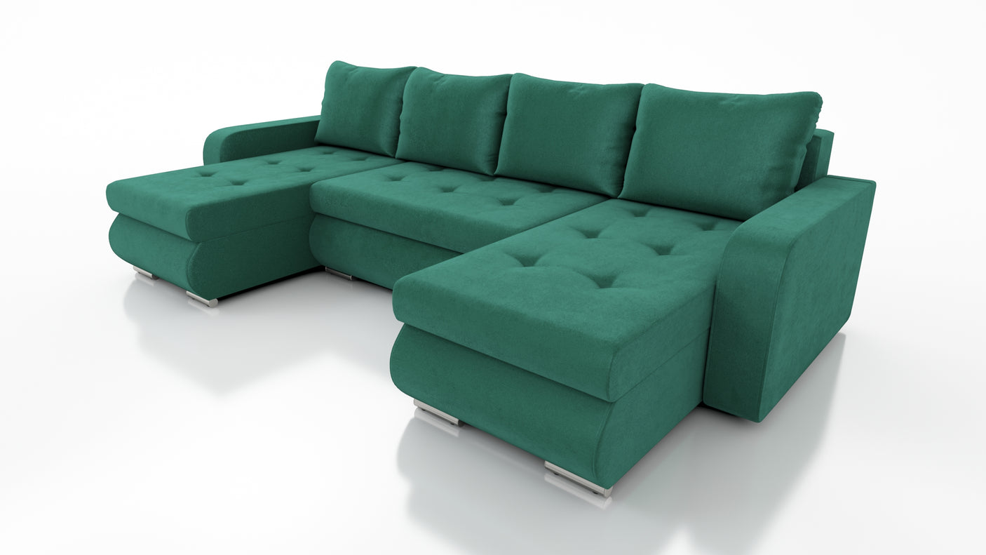 CORNER SOFA BED DAVY U 300CM CHOICE OF COLORS / BONNELL SPRING + FOAMDimensions width: 300 depth: 152 height: 87 sleeping area: 122×246MADE IN KRONOS FABRIC CLICK HEREBERLIN FABRIC CLICK HEREINARI FABRIC CLICK HEREMADRYT FAUX LEATHER CLICK HERE Specificat