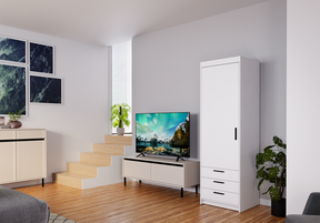 WARDROBE SELENA 1D 3S 60CMAVAILABLE IN 3 COLORSSONOMA, WHITE AND LEFKAS OAKDimensions: 599 x 1905 x 530 mm (W x H x D) Number of packages: 2 Front: - laminated board 15 mm - the melamine edging - handle: 128 mm / plastic The body: - laminated board 15 mm