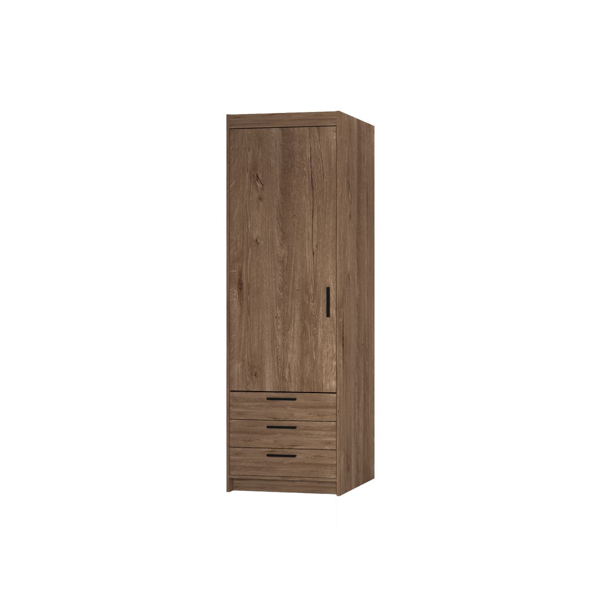 WARDROBE SELENA 1D 3S 60CMAVAILABLE IN 3 COLORSSONOMA, WHITE AND LEFKAS OAKDimensions: 599 x 1905 x 530 mm (W x H x D) Number of packages: 2 Front: - laminated board 15 mm - the melamine edging - handle: 128 mm / plastic The body: - laminated board 15 mm