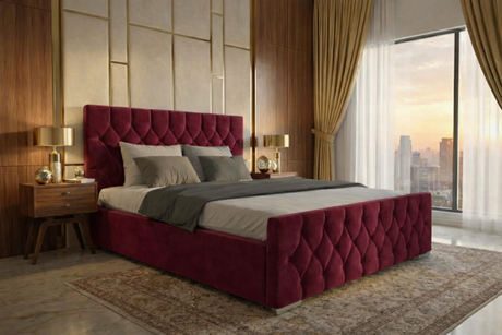 FREE DELIVERY! Luxury Velvet Chesterfield Bed with Deep Diamond Tufting & Chrome Feet – Available in All Sizes / PLUSH VELVET MINK - Anna Furniture