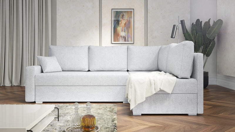 NAROŻNA SOFA ROZKŁADANA FINO 228CM + PASUJĄCY PUFA / SPRINGI + PIANKA