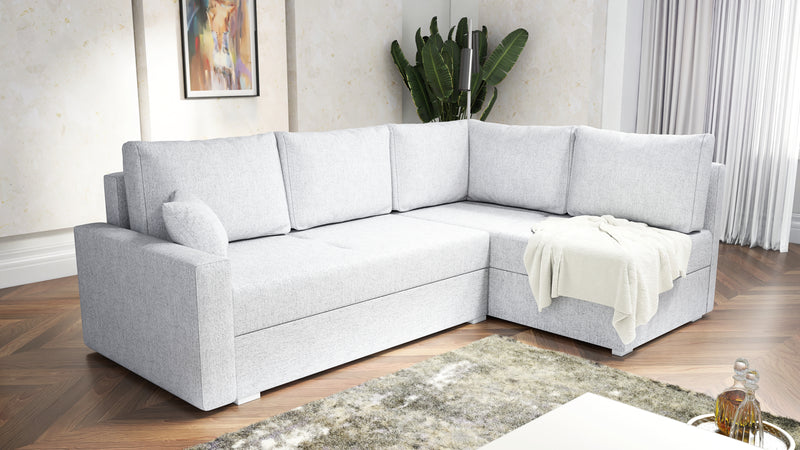 NAROŻNA SOFA ROZKŁADANA FINO 228CM + PASUJĄCY PUFA / SPRINGI + PIANKA